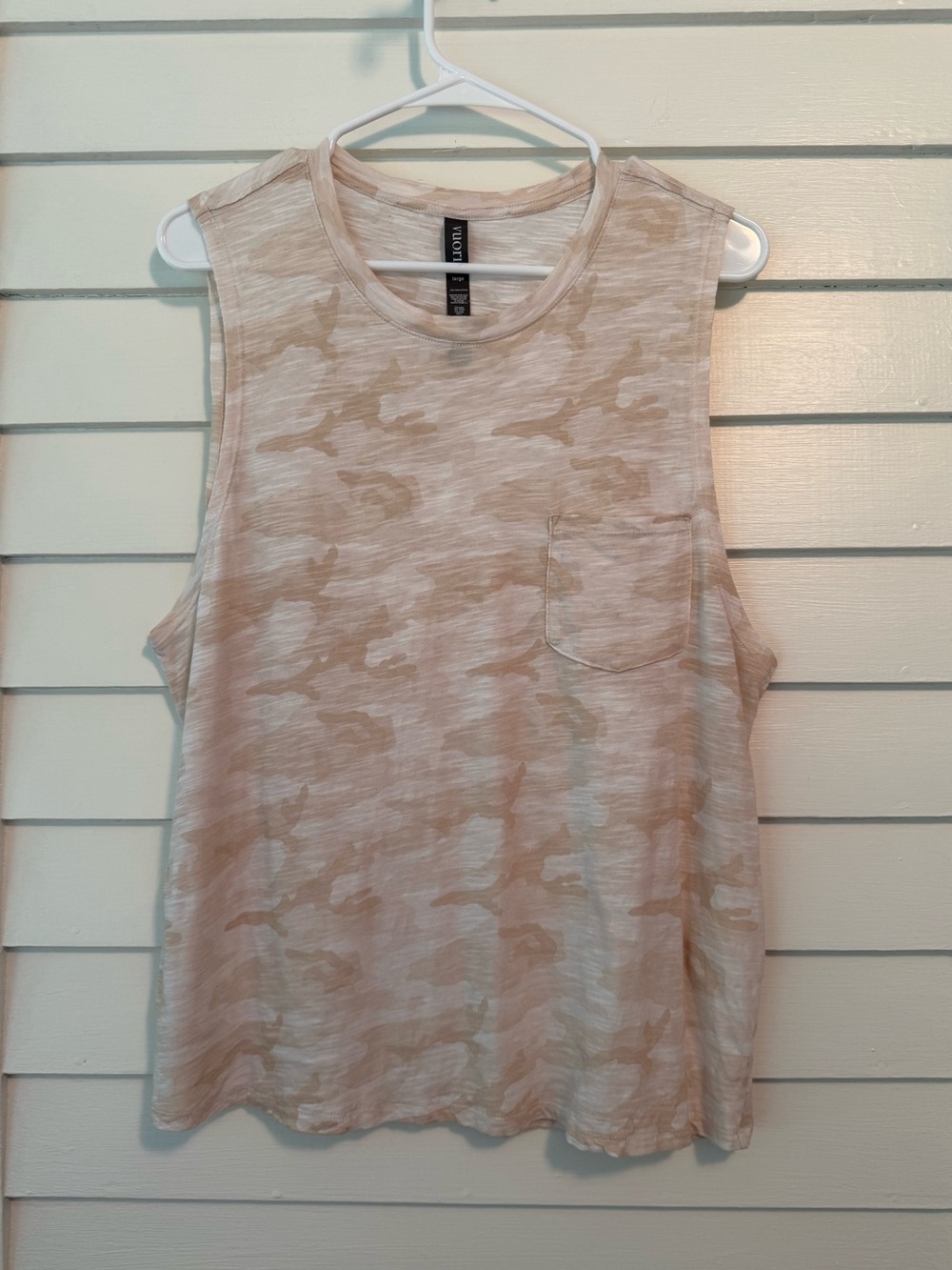 Vuori | Sunset Tank Top Bisque Tan Camo 100% Pima Cotton Pocket Tank Large